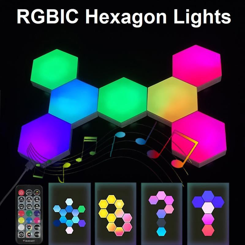 Hexagonal Design Wall Mounted LED Light, USB Powered Touch Control Wall Sconce, DIY Wall Lamp for Bedroom Living Room Decor