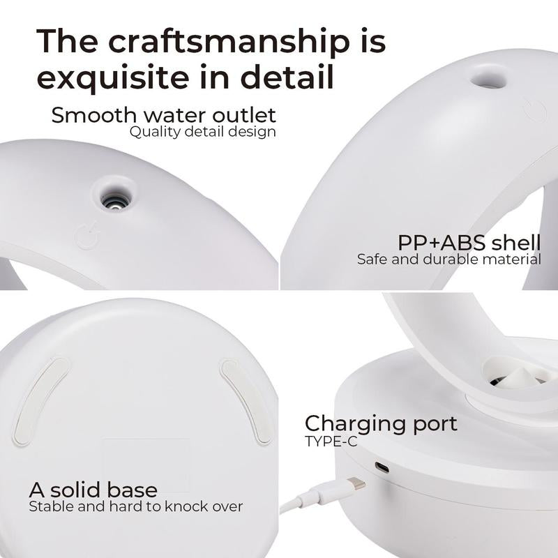 【MUNBYN Anti-Gravity Water Drop Humidifier】 3-In-1 Household Air Humidifier with Night Light for Bedroom, Smart Bedroom Humidifier with Timer, Auto Shut-Off for Smart Dry Protection with USB Powered,Suggest Purified Water