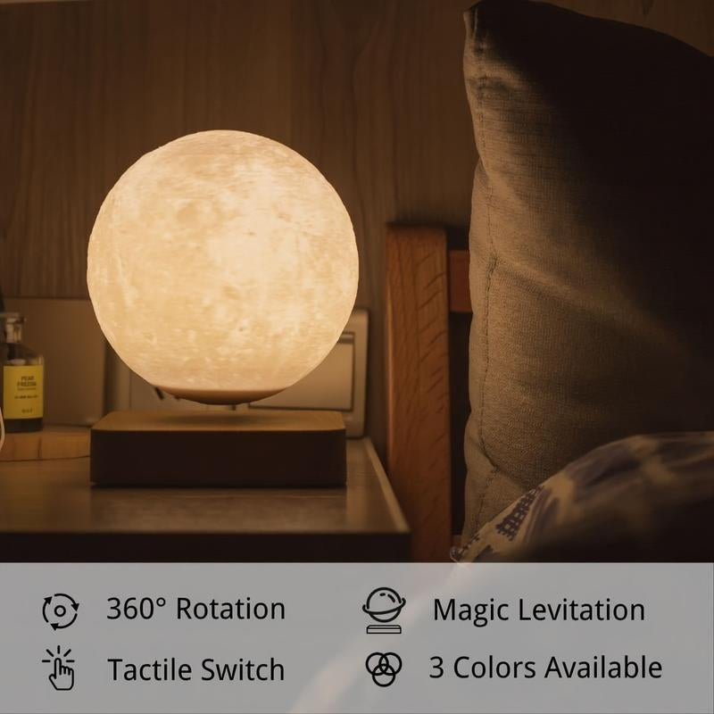 Magnetic Levitating Moon Lamp, 360° Rotating Night Light, 3 Modes, Warm/Cool White & RGB, Wireless 5W LED, Home Desk Decor, Unique Bedroom Lamp, Cool Tech Gift, Holiday Present