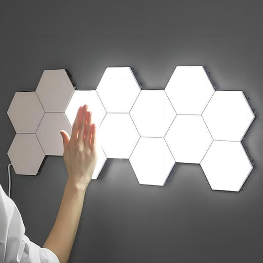 Hexagonal Design Wall Mounted LED Light, USB Powered Touch Control Wall Sconce, DIY Wall Lamp for Bedroom Living Room Decor
