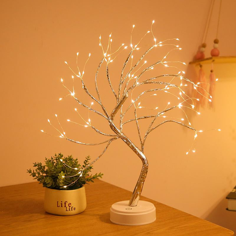 Tabletop Bonsai Tree Light, LED Desk Tree Lamp 108 LED Copper Wire Tree Lamp Night Light,Battery/Usb Operated Adjustable Branches Christmas for Home Decor (Warm Light)