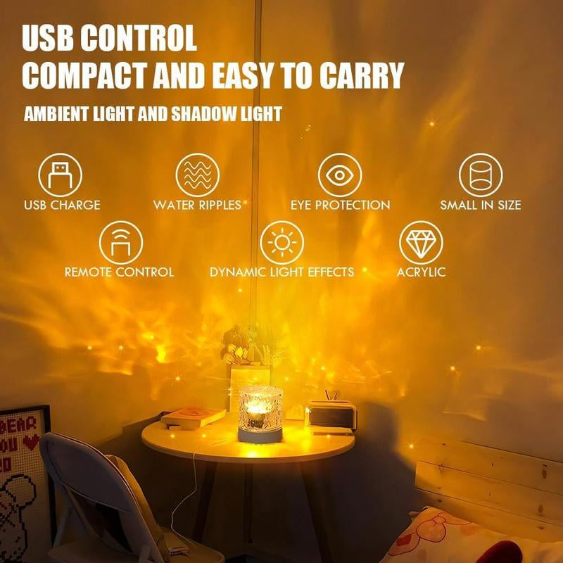 Creative Aurora Effect Light, Water Wave Projection Night Light, Dimmable Water Effect LED Light, Ceiling Projection Ambient Light for Bedroom, Office, Party