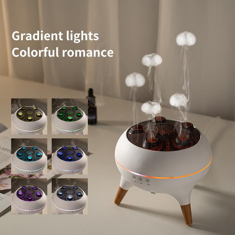 Dynamic Jellyfish-Shaped Aroma Diffuser & Essential Oil Diffuser, Cool Mist Humidifier Lamp Diffuser with 7-Color LED Light, Remote White Noise Player & Aromatherapy Machine