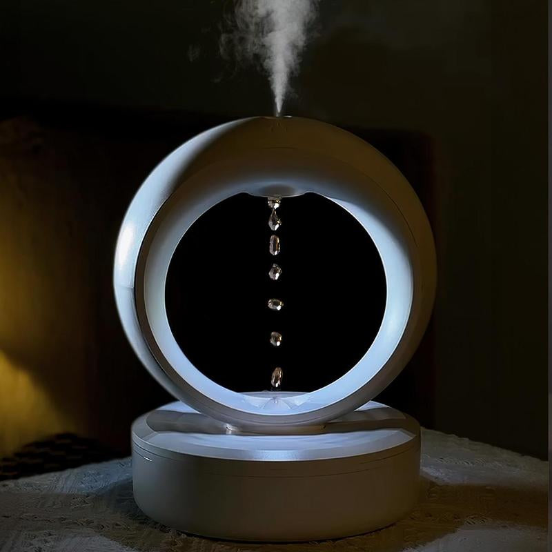 【MUNBYN Anti-Gravity Water Drop Humidifier】 3-In-1 Household Air Humidifier with Night Light for Bedroom, Smart Bedroom Humidifier with Timer, Auto Shut-Off for Smart Dry Protection with USB Powered，Suggest Purified Water