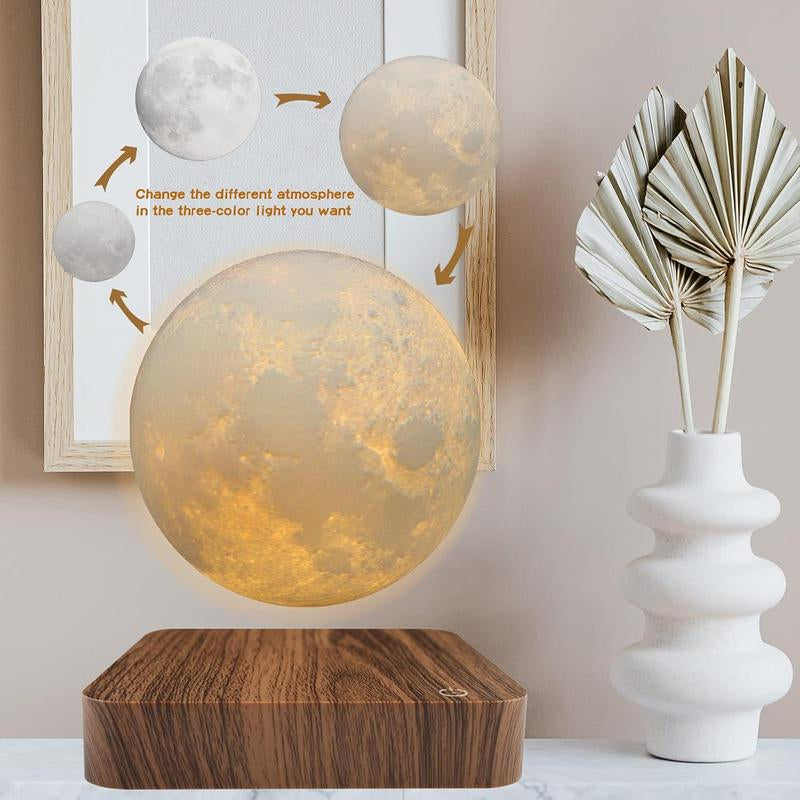 Magnetic Levitating Moon Lamp, 360° Rotating Night Light, 3 Modes, Warm/Cool White & RGB, Wireless 5W LED, Home Desk Decor, Unique Bedroom Lamp, Cool Tech Gift, Holiday Present