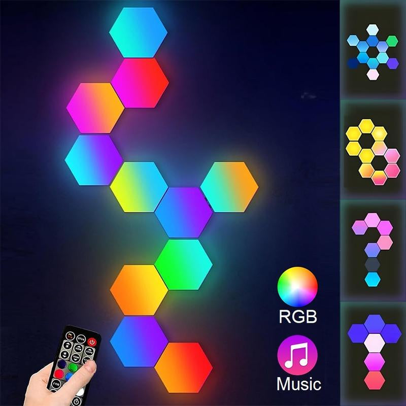 Hexagonal Design Wall Mounted LED Light, USB Powered Touch Control Wall Sconce, DIY Wall Lamp for Bedroom Living Room Decor