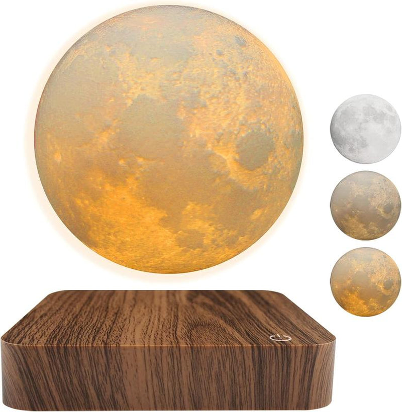 Magnetic Levitating Moon Lamp, 360° Rotating Night Light, 3 Modes, Warm/Cool White & RGB, Wireless 5W LED, Home Desk Decor, Unique Bedroom Lamp, Cool Tech Gift, Holiday Present