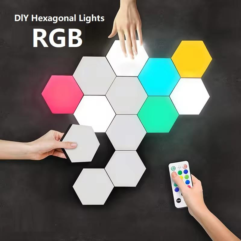 Hexagonal Design Wall Mounted LED Light, USB Powered Touch Control Wall Sconce, DIY Wall Lamp for Bedroom Living Room Decor