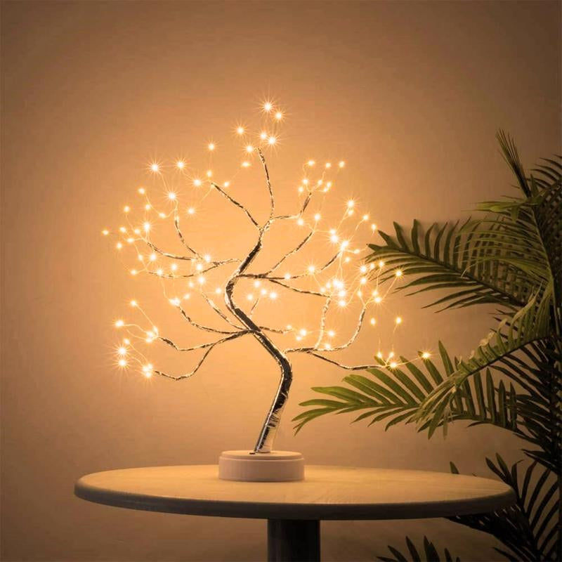 Tabletop Bonsai Tree Light, LED Desk Tree Lamp 108 LED Copper Wire Tree Lamp Night Light,Battery/Usb Operated Adjustable Branches Christmas for Home Decor (Warm Light)