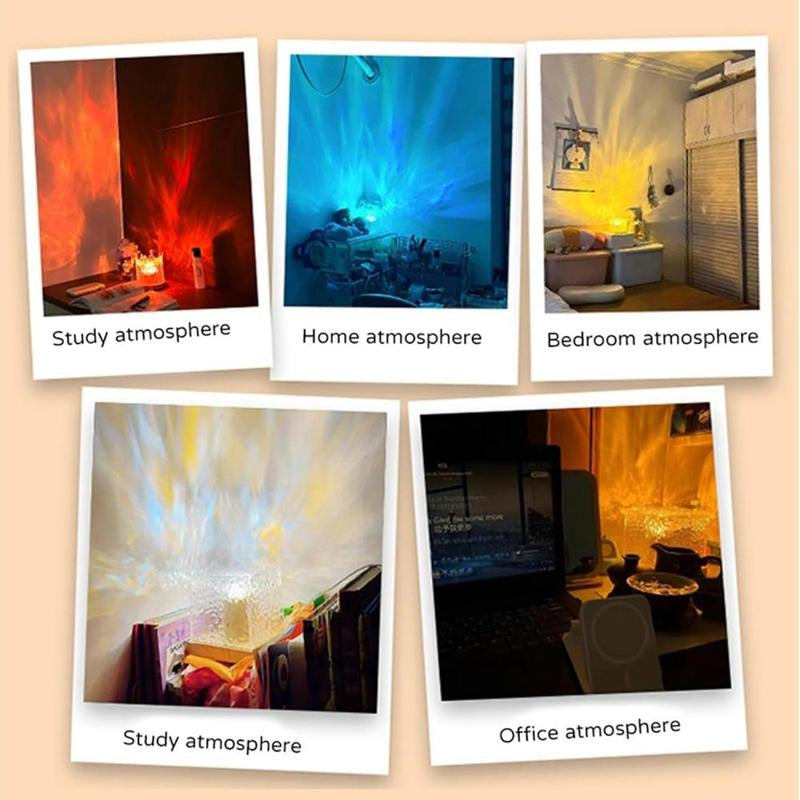 Creative Aurora Effect Light, Water Wave Projection Night Light, Dimmable Water Effect LED Light, Ceiling Projection Ambient Light for Bedroom, Office, Party