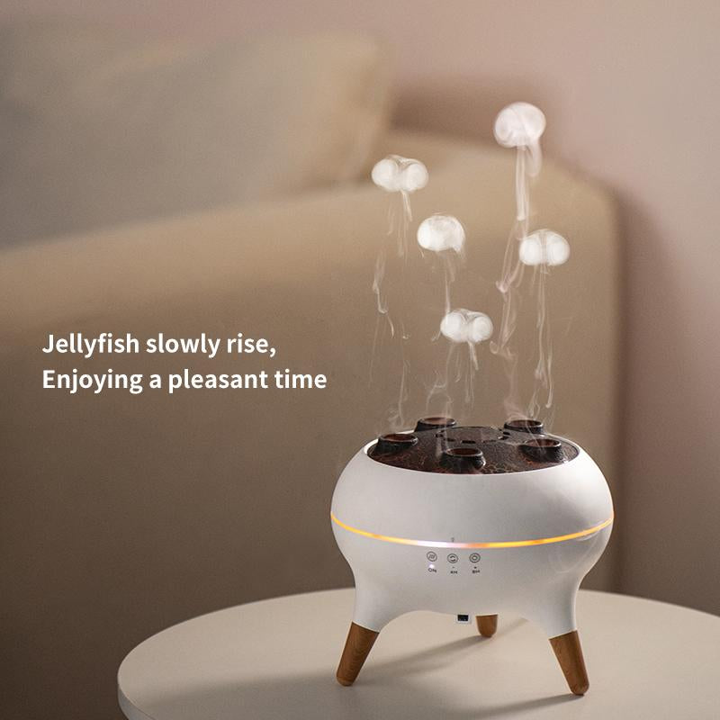 Dynamic Jellyfish-Shaped Aroma Diffuser & Essential Oil Diffuser, Cool Mist Humidifier Lamp Diffuser with 7-Color LED Light, Remote White Noise Player & Aromatherapy Machine