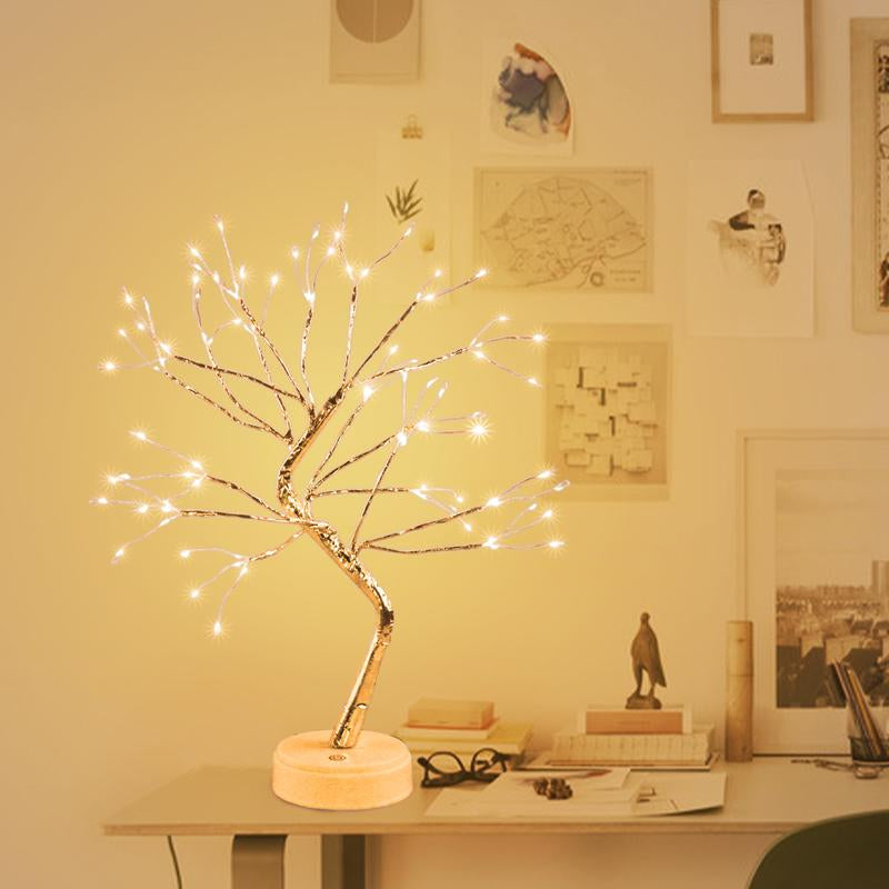 Tabletop Bonsai Tree Light, LED Desk Tree Lamp 108 LED Copper Wire Tree Lamp Night Light,Battery/Usb Operated Adjustable Branches Christmas for Home Decor (Warm Light)
