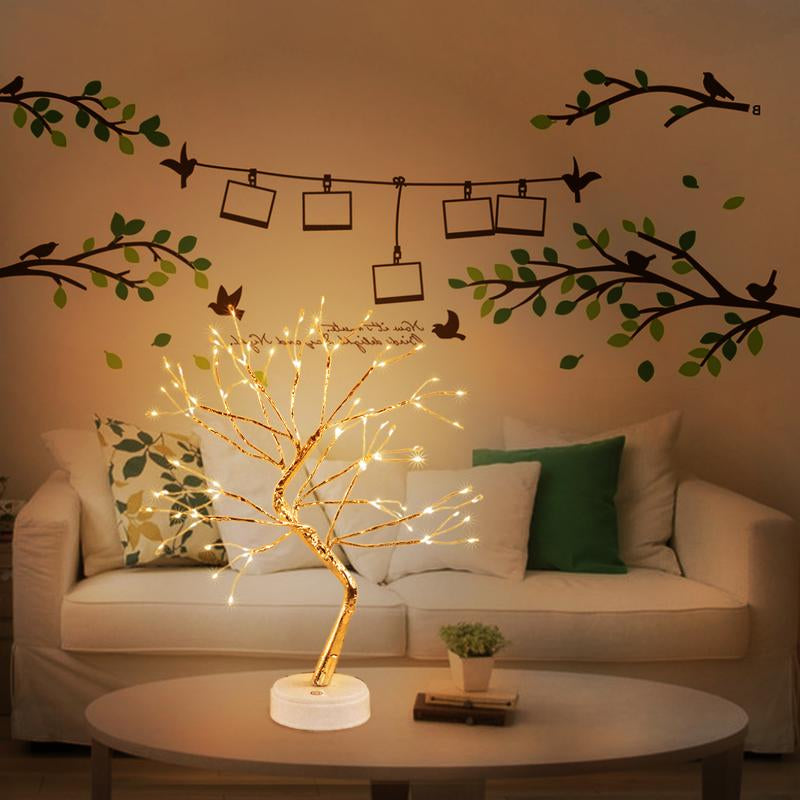 Tabletop Bonsai Tree Light, LED Desk Tree Lamp 108 LED Copper Wire Tree Lamp Night Light,Battery/Usb Operated Adjustable Branches Christmas for Home Decor (Warm Light)
