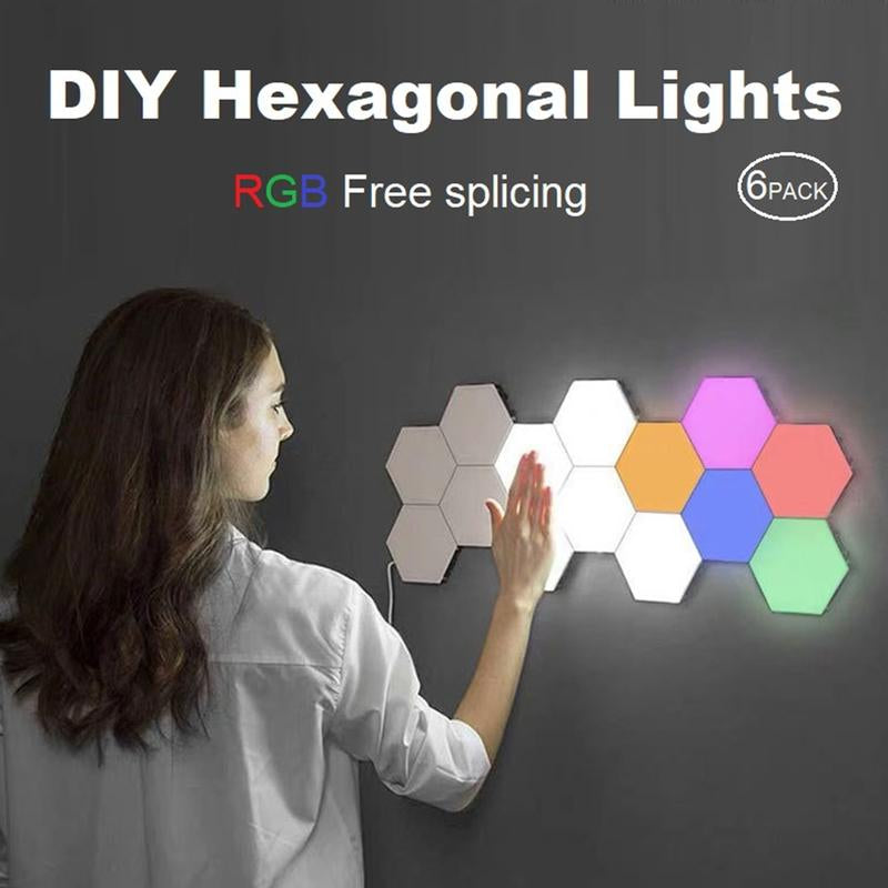 Hexagonal Design Wall Mounted LED Light, USB Powered Touch Control Wall Sconce, DIY Wall Lamp for Bedroom Living Room Decor