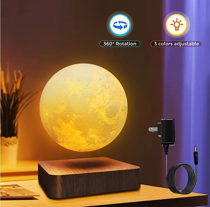 Magnetic Levitating Moon Lamp, 360° Rotating Night Light, 3 Modes, Warm/Cool White & RGB, Wireless 5W LED, Home Desk Decor, Unique Bedroom Lamp, Cool Tech Gift, Holiday Present