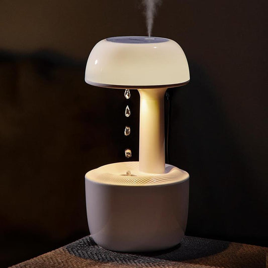 【MUNBYN Mushroom anti Gravity Humidifier】 Water Drop Humidifier with Multi Colors Night Lights for Bedroom, Home & Office, Auto Power-Off Protection with 8 Hours Battery Life, Quiet Diffuser with 38Db, Air Humidifier Gift